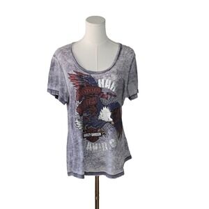 Harley Davidson Top Womens Vintage Tee Logo Short Sleeve Size Medium Graphic